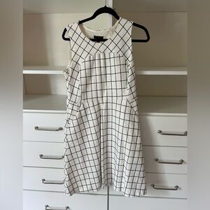 J. Crew Women’s dress, Size 10, white with navy pattern